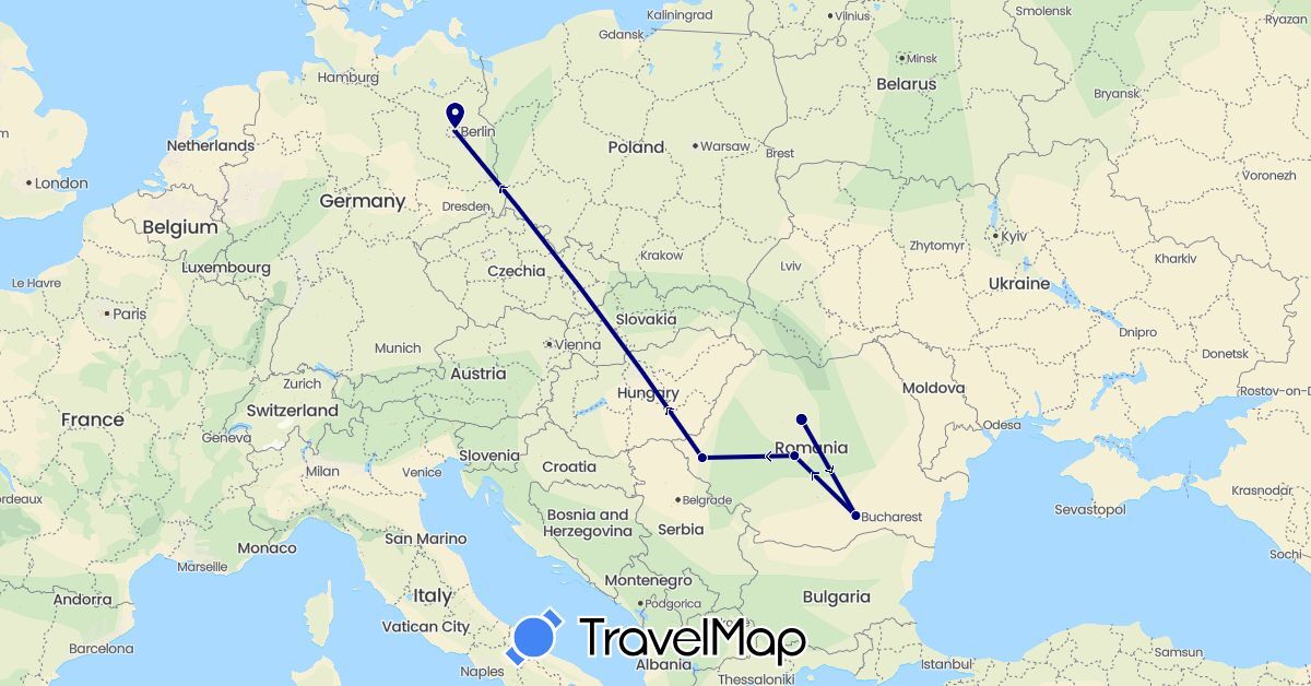 TravelMap itinerary: driving in Germany, Romania (Europe)